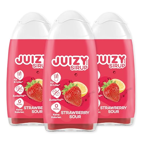 JUIZY WOW Sirup Zuckerfrei | 3 x 65ml Strawberry Sour Geschmack - Bis 144L Natürlicher Getränkesirup | Zero Kalorien | Vegan 3er Bundle | Getränkekonzentrat Fertiggetränk | More Juice - Less Calories von JUIZY WOW