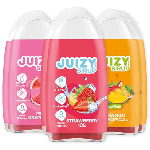 JUIZY WOW Sirup Zuckerfrei | 6 x 65ml Colorful-Mixed - Bis 72L Natürlicher Getränkesirup | Zero Kalorien | Vegan - Pink Grapefruit, Mango Tropical, Strawberry Ice| More Juice - Less Calories von JUIZY WOW