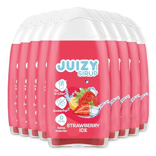 JUIZY WOW Sirup Zuckerfrei | 9 x 65ml Strawberry Ice Geschmack - Bis 108L Natürlicher Getränkesirup | Zero Kalorien | Vegan 9er Bundle | Getränkekonzentrat Fertiggetränk | More Juice - Less Calories von JUIZY WOW