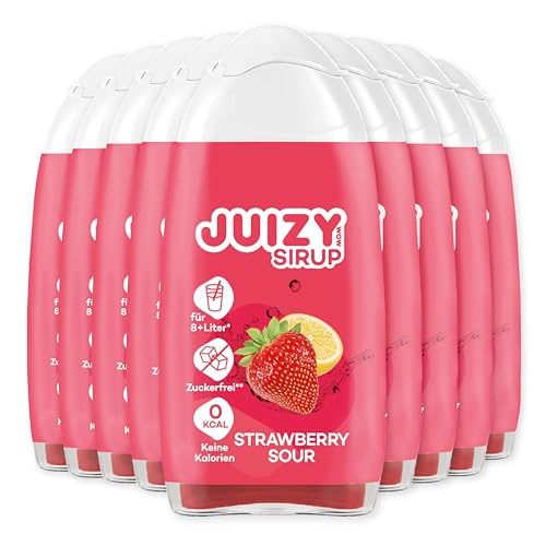 JUIZY WOW Sirup Zuckerfrei | 9 x 65ml Strawberry Sour Geschmack - Bis 108L Natürlicher Getränkesirup | Zero Kalorien | Vegan 9er Bundle | Getränkekonzentrat Fertiggetränk | More Juice - Less Calories von JUIZY WOW