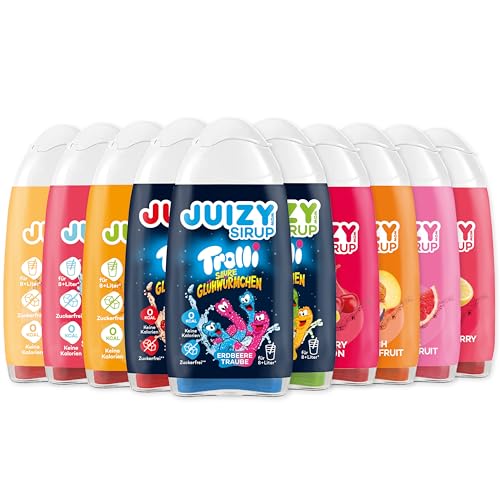 TROLLI Saure Glühwürmchen Süßigkeiten Getränkesirup ohne Zucker | Trolli Saure Glühwürmchen Konzentrat | 10 x 65ml Sirup für Wasser (Sodastream kompatibel) von JUIZY WOW