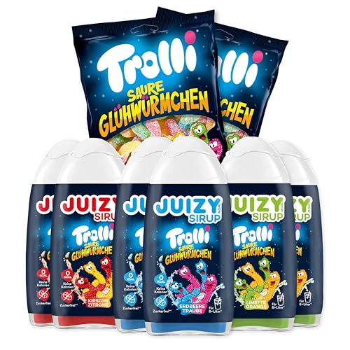 TROLLI Saure Glühwürmchen Sirup Süßigkeiten Mix - Geschenk-Box Großpackung Candy Party-Mix 8er Mix Bundle von JUIZY WOW