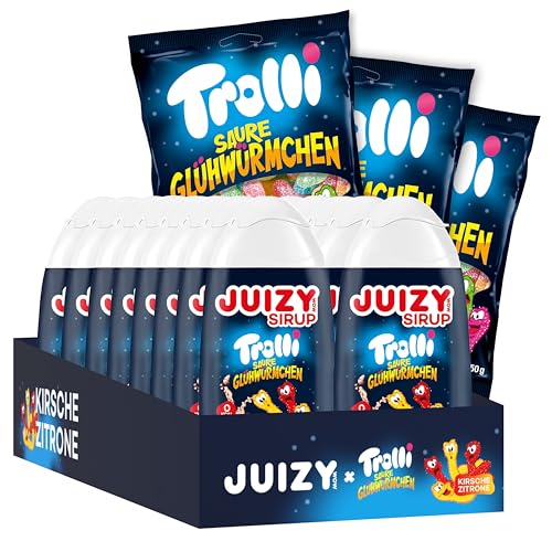 TROLLI Saure Glühwürmchen Sirup Süßigkeiten Mix - Geschenk-Box Großpackung Candy Party-Mix Kirsche Zitrone Edition von JUIZY WOW