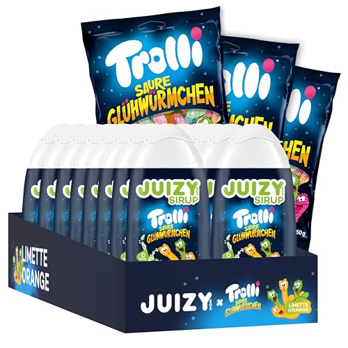 TROLLI Saure Glühwürmchen Sirup Süßigkeiten Mix - Geschenk-Box Großpackung Candy Party-Mix Limette Orange Edition von JUIZY WOW