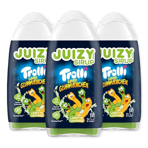 TROLLI Saure Glühwürmchen Sirup ohne Zucker | Saures Getränk Konzentrat - Limonade Getränkesirup 3 x 65ml Limette Orange | Sirup für Wasser (Sodastream kompatibel) von JUIZY WOW