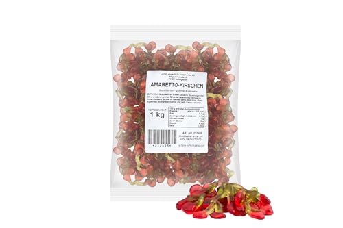 Fruchtgummi Amaretto Kirschen, glutenfrei, laktosefrei, ohne Alkohol, ohne künstliche Farbstoffe, 1 kg Beutel von JUNG