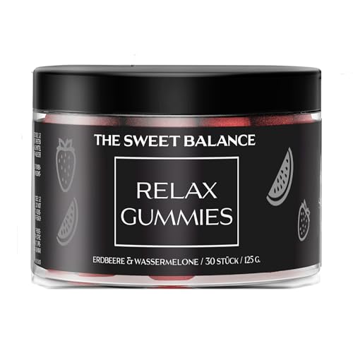 THE SWEET BALANCE - Vegane Fruchtgummis/Nahrungsergänzung für Entspannung RELAX GUMMIES 25mg - Dose mit 30 Stück als Vorrat oder zum Verschenken - für Erwachsene (1) von JURINI-BERLIN TRADING