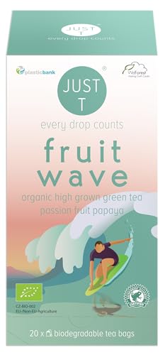 JUST T Fruit Wave Doppelkammer (20 pcs) *New Edition* | Bio Grüner Hochland Blatt Tee – Kombiniert mit Papaya und Maracuja von JUST T