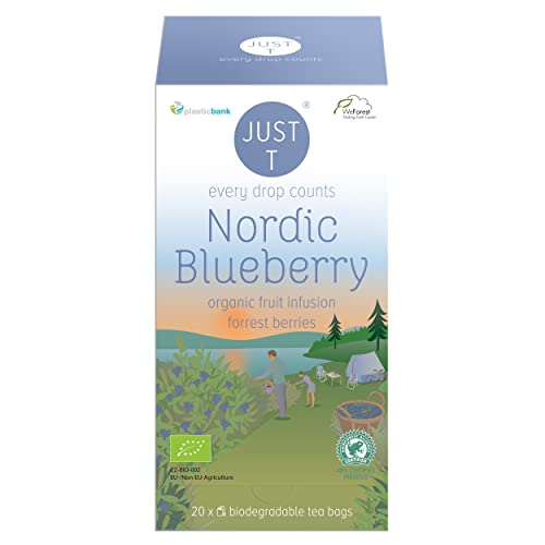 JUST T Nordic Blueberry Doppelkammerbeutel (20 pcs) | Bio Früchtetee – Angereichert mit Waldbeeren | Biologisch abbaubare Premium Bio Teebeutel – Biologisch Hochland Blatt Tee für alle Teeliebhaber von JUST T