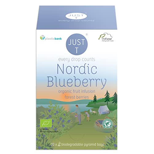 JUST T Nordic Blueberry Pyramiden Teebeutel (20 pcs) | Bio Früchtetee – Angereichert mit Waldbeeren | Biologisch abbaubare Premium Bio Teebeutel – Biologisch Hochland Blatt Tee für alle Teeliebhaber von JUST T