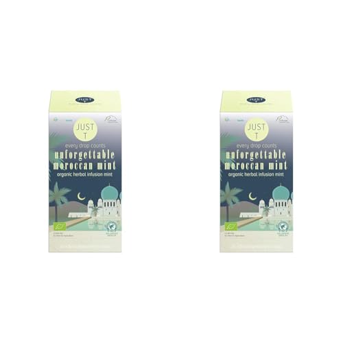 JUST T Unforgettable Moroccan Mint Doppelkammerbeutel (20 pcs) | Organic Herbal Infusion Mint | Biologisch Abbaubarer Teebeutel – Hochland Blatt Tee für alle Teeliebhaber (Packung mit 2) von JUST T