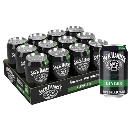 Jack Daniel's Jack & Ginger - Tennessee Whiskey - Whiskey Noten treffen auf süßlich-herbes Ginger Ale - 12 x 0.33L/ 10% Vol. von Jack D.&Ginger 12x330ml 10%Vol.