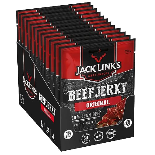 Jack Link's Beef Jerky Original – Proteinreiches Trockenfleisch vom Rind – Getrocknetes High Protein Dörrfleisch, 40g (1 er Pack) von Jack Link's