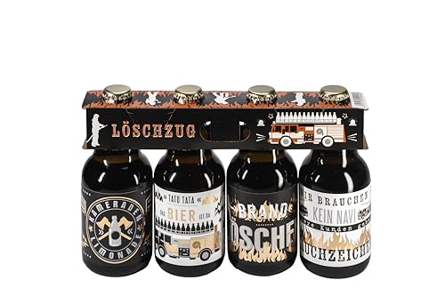 Bier Männer / 4er Träger Feuerwehr "Löschzug" / Witzige Sprüche/Kupferveredelung/Partygeschenk/Brandlöscher/NEU von Jack's