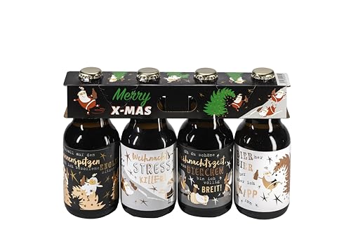 Bier Männer / 4er Träger "Weihnachten" / Witzige Sprüche/X-Mas/Kupferveredelung/Partygeschenk/Nikolaus/Wichteln/NEU von Jack's