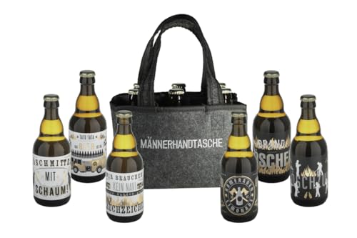 Jack's Männerhandtasche Feuerwehr/gefüllt mit 6 Bierflaschen/witzige Sprüche/Herrengeschenk/Partygeschenk/Sixpack/für echte Männer von Jack's