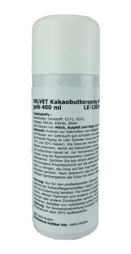 VELVET Kakaobutterspray gelb azofrei 400ml | Samt Effekt für Kuchen und Torten von Jacobi Decor