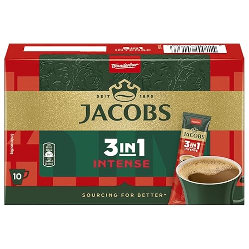 Jacobs 3in1 Intense Getränkepulver Sticks, 120 Sticks mit löslichem Bohnenkaffee mit Cremer und Zucker, 12 x 10 Getränke von Jacobs