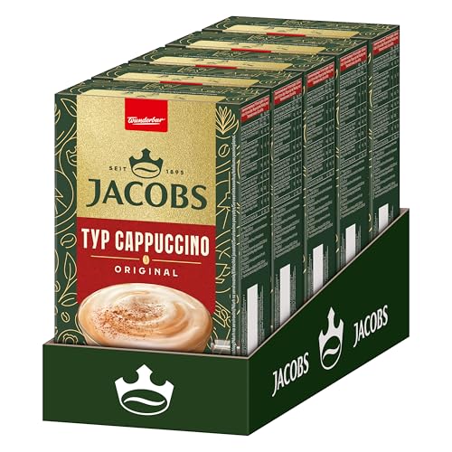 Jacobs Cappuccino Kaffeespezialität, 40 Sticks mit löslichem Bohnenkaffee, 5 x 8 Getränke von Jacobs