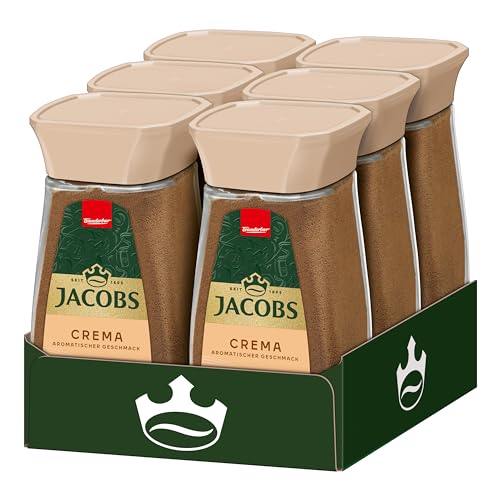 Jacobs Crema, löslicher Bohnenkaffee, Instant-Kaffee aus gerösteten Kaffeebohnen, 6 x 200g von Jacobs