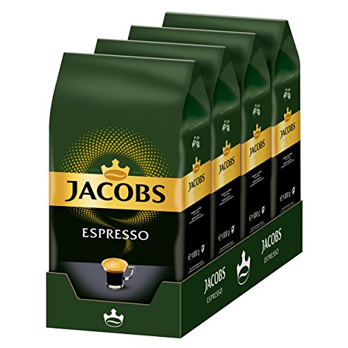 Jacobs Espresso Expertenröstung, Kaffee, ganze Bohnen, Röstkaffee, Kaffeebohnen, 4er Pack (4 x 1000g) von Jacobs