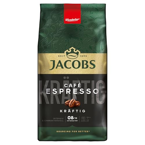 Jacobs Café Espresso Kaffeebohnen 1kg – Kräftig, Würzig, Arabica & Robusta Bohnen, Intensität 8/10, ideal für Espresso von Jacobs