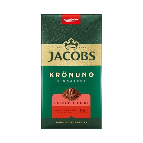 Jacobs Filterkaffee Krönung Entkoffeiniert, Gemahlener Kaffee ohne Koffeingehalt, Intensität 6/19, 500g von Jacobs