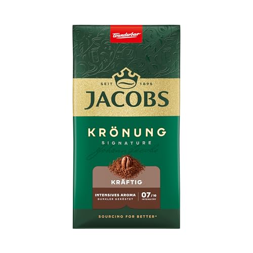 Jacobs Filterkaffee Krönung Kräftig, Intensives Aroma, Gemahlener Kaffee, Intensität 7/10, 500g von Jacobs