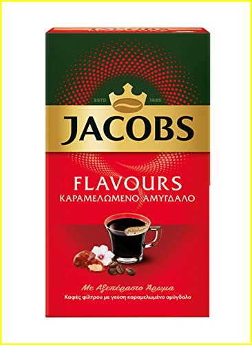 Jacobs Gemahlener Filterkaffee, Karamellisierter Mandelgeschmack für heiße/kalte Freddo, 1 Packung mit 250 g von Jacobs