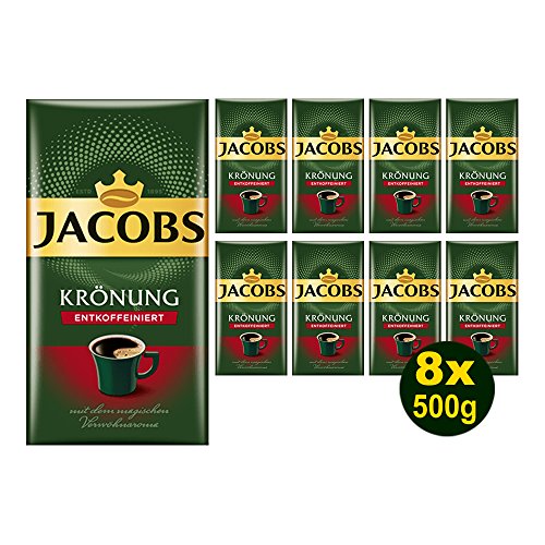 Jacobs KRÖNUNG gemahlen ENTKOFFEINIERT 8x 500g (4000g) - Jacob's Filterkaffee, Kaffee von Jacobs