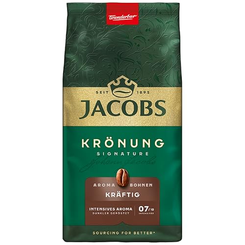 Jacobs Krönung Aroma Bohnen Kräftig 500g – Intensives Aroma, Haselnuss, Kakao, Arabica & Robusta Bohnen, Intensität 7/10, ideal für kräftigen Kaffee von Jacobs