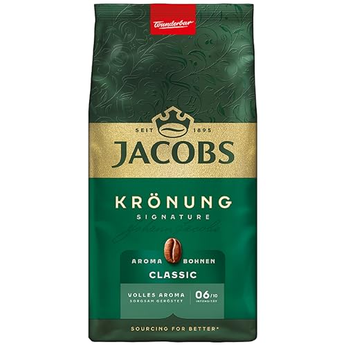 Jacobs Krönung Aroma Bohnen Classic 500g – Volles Aroma, Nussig, Zitrusnote, Arabica & Robusta Bohnen, Intensität 6/10, ideal für klassischen Kaffee von Jacobs