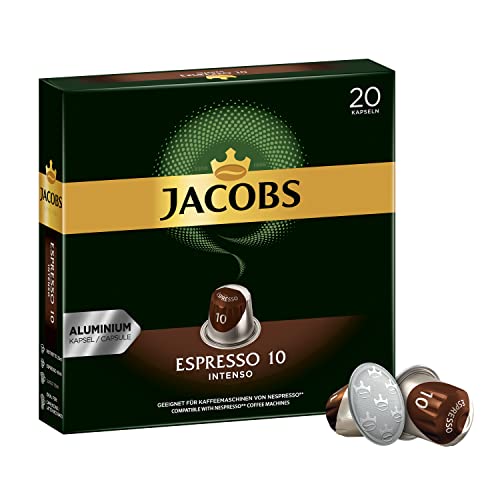 Jacobs Kaffeekapseln Espresso Intenso, Intensität 10 von 12, 20 Nespresso®* kompatible Kapseln für 20 Getränke von Jacobs