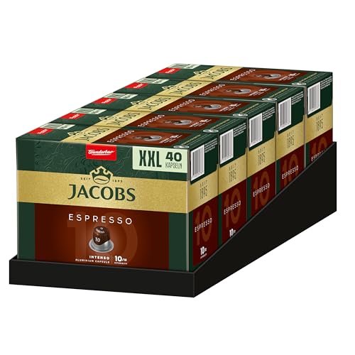 Jacobs Kaffeekapseln Espresso Intenso 10, Nespresso* kompatible Kapseln, Intensität 10/12, Intensiv & kraftvoll, 200 Stück (5 x 40 Getränke) von Jacobs