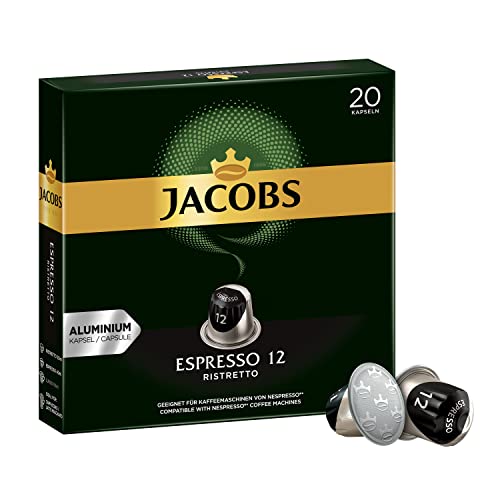 Jacobs Kaffeekapseln Espresso Ristretto, Intensität 12 von 12, 20 Nespresso®* kompatible Kapseln für 20 Getränke von Jacobs