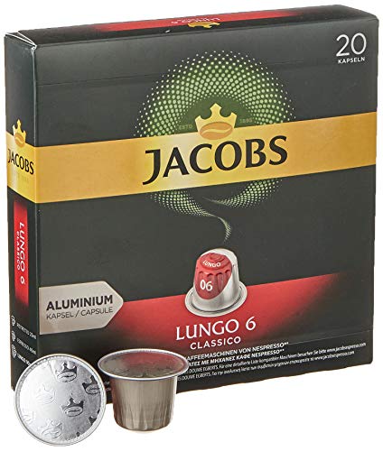 Jacobs Kaffeekapseln Lungo Classico, Intensität 6 von 12, 20 Nespresso®* kompatible Kapseln für 20 Getränke von Jacobs