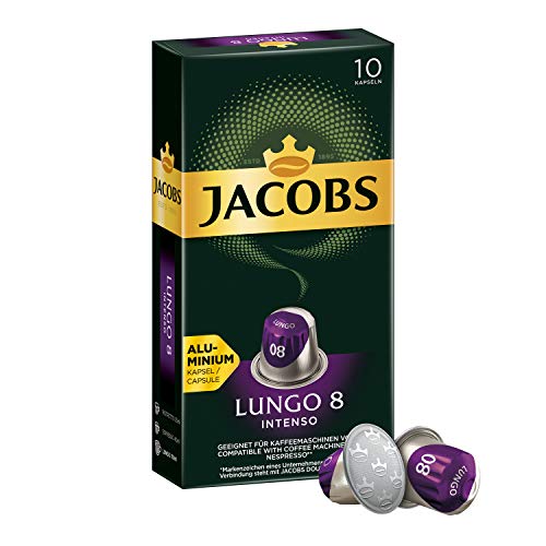 Jacobs Kaffeekapseln Lungo Intenso, Intensität 8 von 12, 10 Nespresso®* kompatible Kapseln, 1er Pack (1 x 52 g) von Jacobs