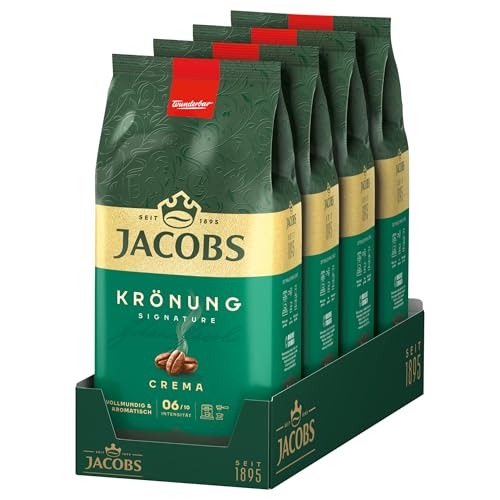 Jacobs Krönung Crema, Kaffee Ganze Bohne 4er Pack, (4 x 1000 g) von Jacobs