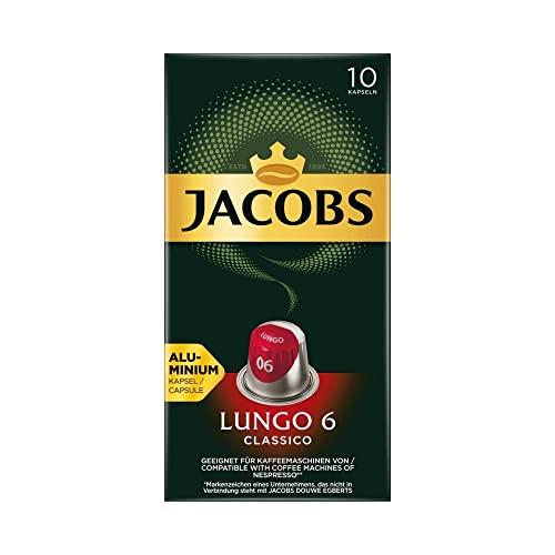 Jacobs Lungo Classico - Intensität 6 - 10 Nespresso* kompatible KaffeeKapseln, aus Aluminium, 52 g von Jacobs