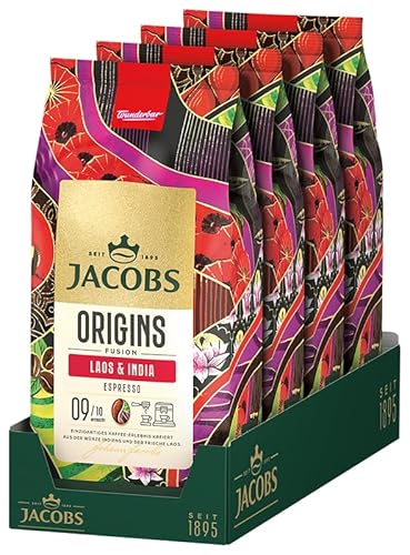 Jacobs Origins Laos & India, Kaffee Ganze Bohne, 4 x 1 kg von Jacobs