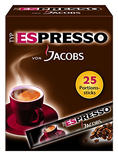 Jacobs löslicher Kaffee Espresso, 100 Instant Kaffee Sticks, 4er Pack, 4 x 25 Getränke von Jacobs