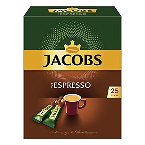 Jacobs löslicher Kaffee Espresso, 25 Instant Kaffee Sticks, 1 x 25 Getränke von Jacobs