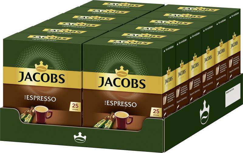 Jacobs löslicher Kaffee Typ Espresso, 25 Instant Kaffee Sticks von Jacobs