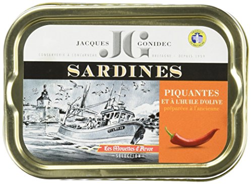 Jacques Gonidec Pikante Sardinen in Olivenöl mit Piment, 2er Pack (2 x 115 g) von FOXCUP