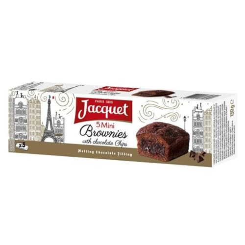 Jacquet® | Schokoladen-Brownies - 150 Gr | 5 Mini-Schokoladen-Brownies und Schokoladenstückchen | Einzeln verpackte Schokoladensnacks von Jacquet