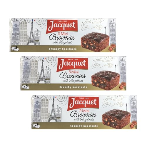 Jacquet® | Schokoladen- und Haselnuss-Brownies - 3 x 150 Gr | 3 x 5 Mini-Schokoladen-Haselnuss-Brownies | Einzeln verpackte Schokoladensnacks von Jacquet