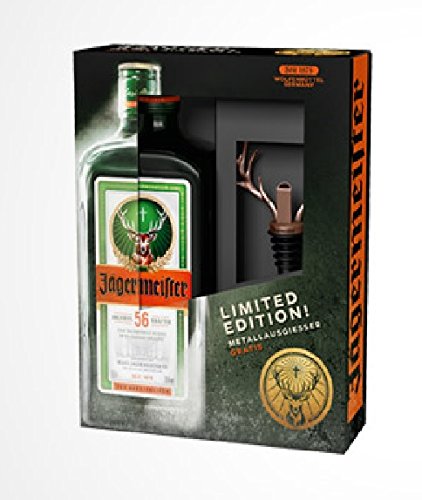 1 Geschenkset Jägermeister a 0,7L 35% Vol. Kräuterlikör + Metallausgiesser Hirschkopf in Kupferoptik limitiertes Design von Jägermeister