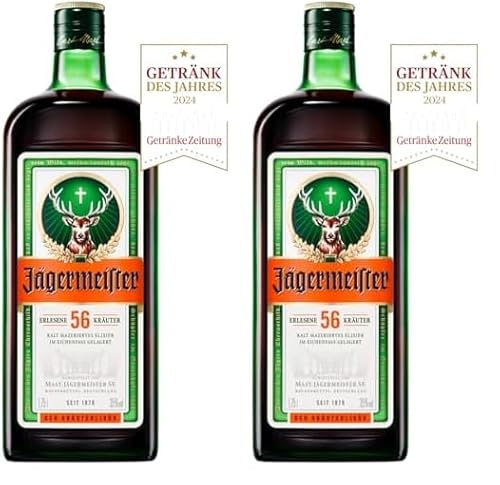 Jägermeister – 1 x 1,75l Premium Kräuterlikör 35% Vol. - Integrierte Ausschankhilfe für den perfekten Shot – 56 erlesene Kräuter – Im Eichenfass gelagert – Das Original aus Wolfenbüttel von Jägermeister