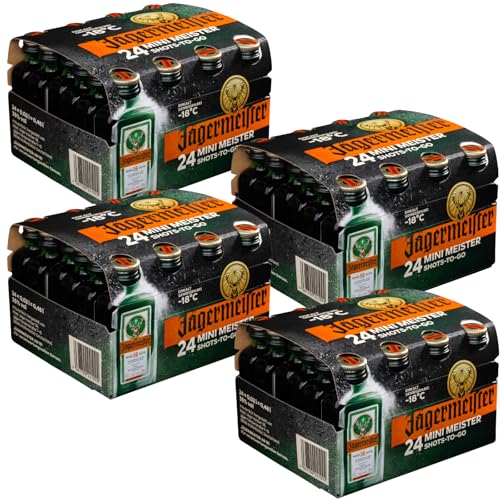 Jägermeister – 4 Shotwürfel - 4 x 24 0,02l Premium Kräuterlikör Shots - Für jeden Tag einen - 35% Vol. – Das Original aus Wolfenbüttel von Jägermeister