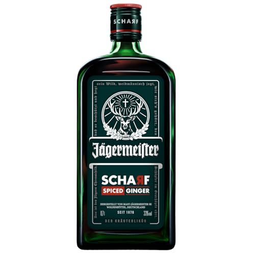 Jägermeister Scharf – 1 x 0,7l Premium Kräuterlikör 33% Vol. intensiver Ingwer-Kick – Hot Shot mit 56 erlesenen Kräuter – Im Eichenfass gelagert – Das Original aus Wolfenbüttel von Jägermeister